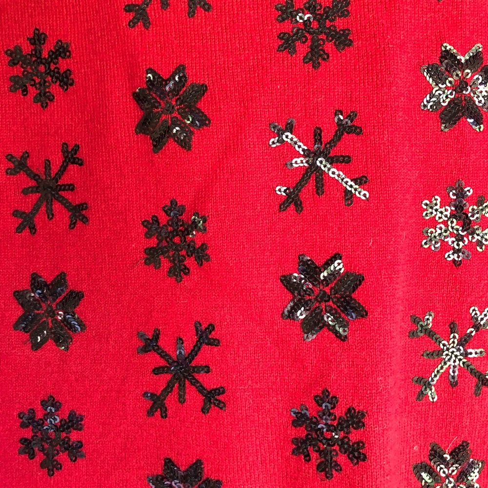 Talbots Red Sparkly Snowflake Sweater - image 6